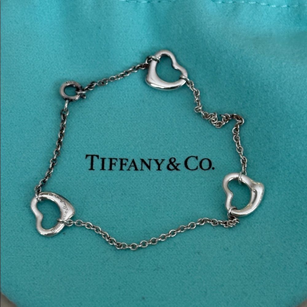 Tiffany & Co. Elsa Peretti 3 Open Heart Bracelet 925 Sterling Silver Rare